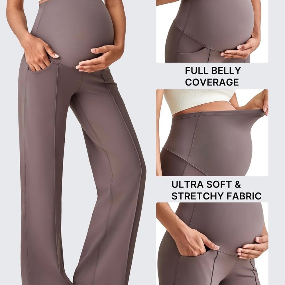 Maternity Wide Leg Pants - Soft Brown